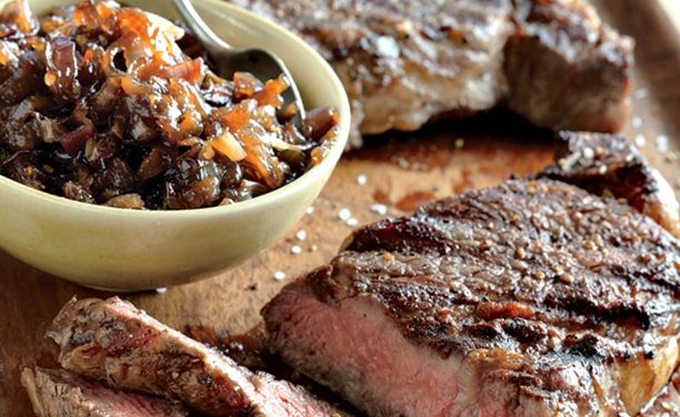 Rib Eye Steaks With Onion Marmalade